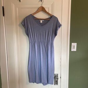 Casual Blue V-Neck Dress